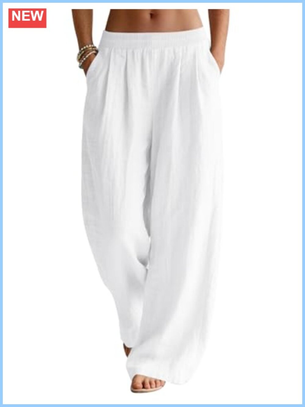 Linen Pants Women Wide Leg Cotton Summer Beach Vacation Palazzo